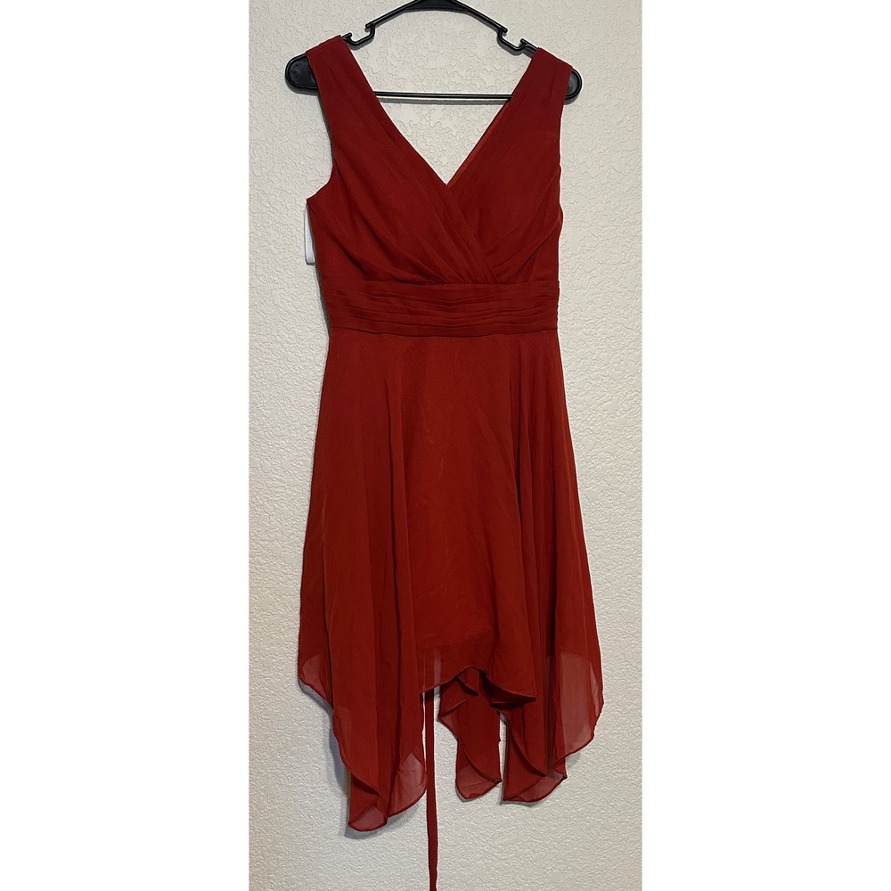 Wear Your Love Burnt Orange Chiffon Handkerchief Corset Back Cocktail Dress 8